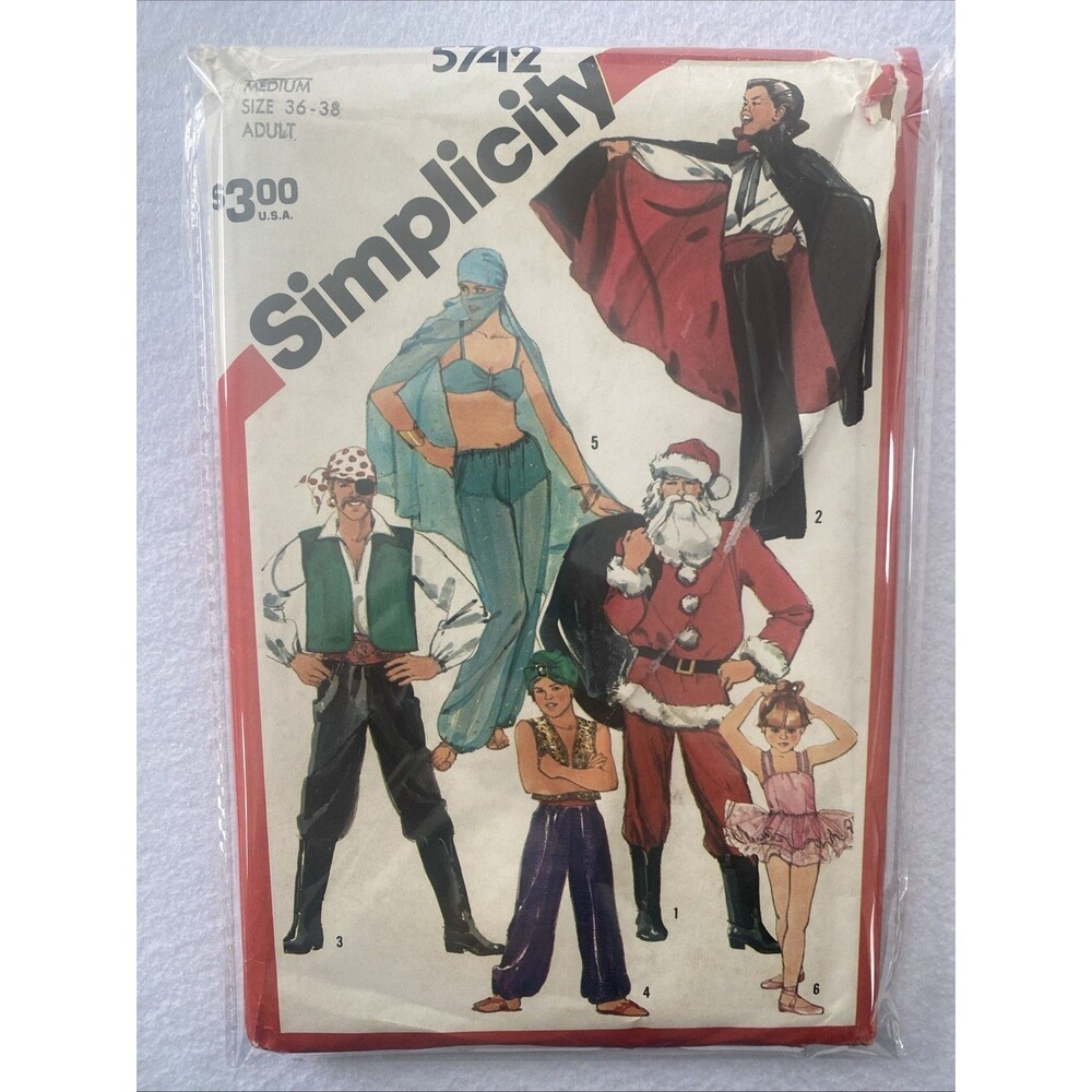 #5742 Simplicity Costumes - Genie, Santa, Dracula, Pirate, Ballerina - Adult Med